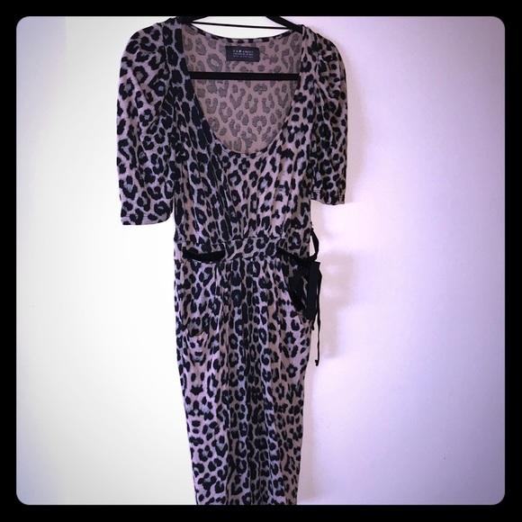 Zara basics leopard puff sleeve mini dress. - Picture 3 of 7